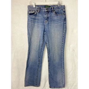 LRL Lauren Jeans Co. Womens 10P Classic Straight Mid Rise Med Wash